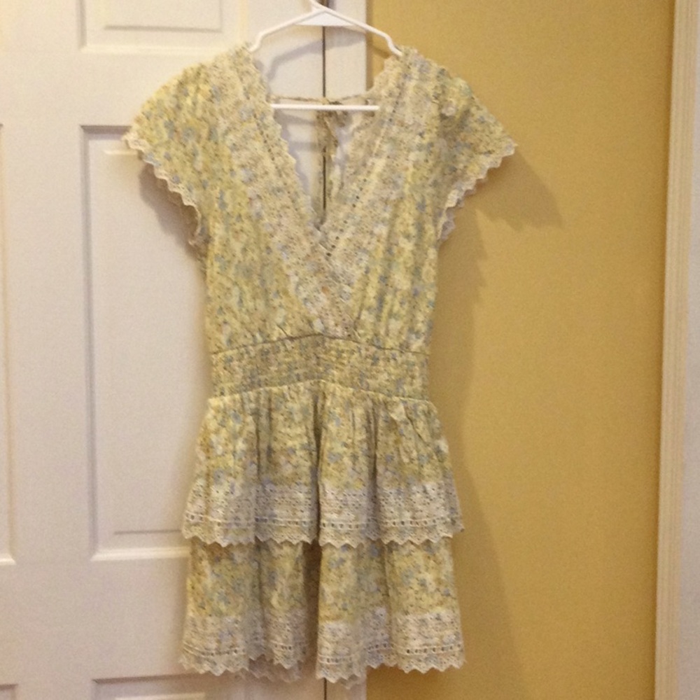 American Eagle yellow floral ruffle dress, small.